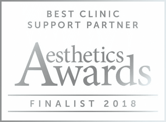 Best Clinic Support Partner badge from Aesthetics Awards 2018