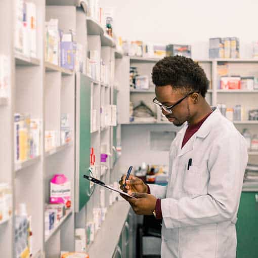 Pharmacist takes stock of medicines